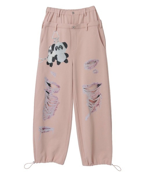 Candy Stripper（キャンディストリッパー）の「DAMAGE PRINT SWEAT パンツ（スウェットパンツ・レディース・ブラック/ピンク/グレー・FREE）」の8枚目の写真