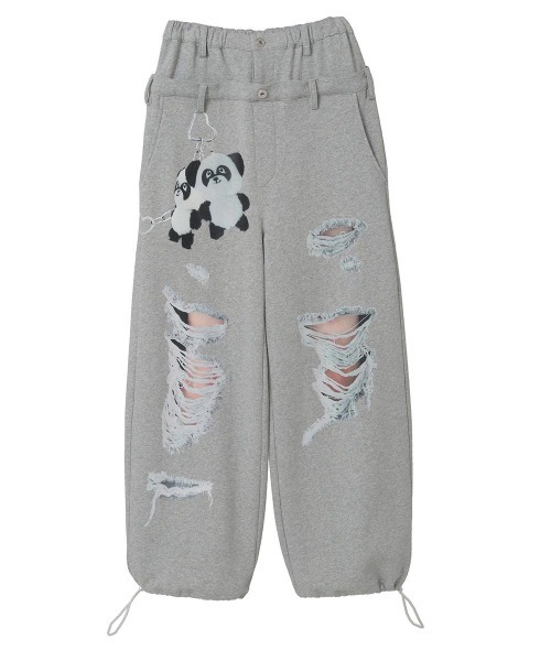 Candy Stripper（キャンディストリッパー）の「DAMAGE PRINT SWEAT パンツ（スウェットパンツ・レディース・ブラック/ピンク/グレー・FREE）」の9枚目の写真