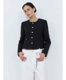 Slit Stitch Tweed Jacket, Black