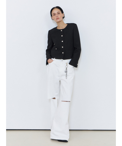 ETMON(エトモン)の「Slit Stitch Tweed Jacket, Black(その他アウター・レディース・その他・S)」の3枚目の写真