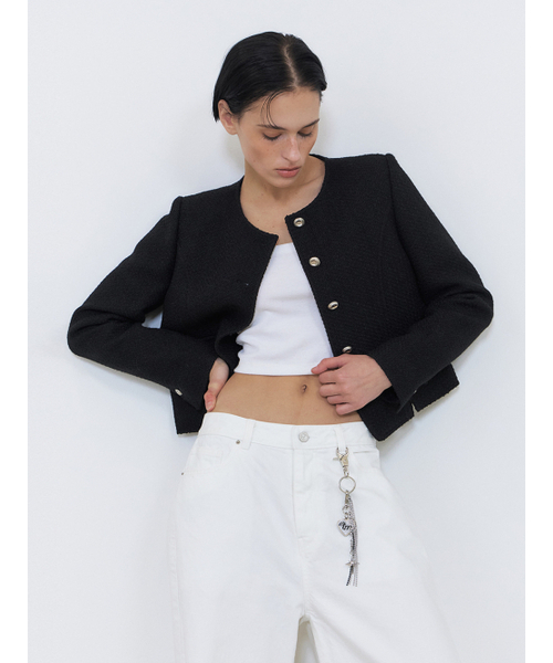 ETMON(エトモン)の「Slit Stitch Tweed Jacket, Black(その他アウター・レディース・その他・S)」の4枚目の写真