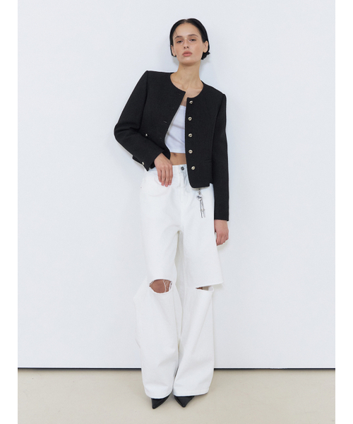 ETMON(エトモン)の「Slit Stitch Tweed Jacket, Black(その他アウター・レディース・その他・S)」の5枚目の写真