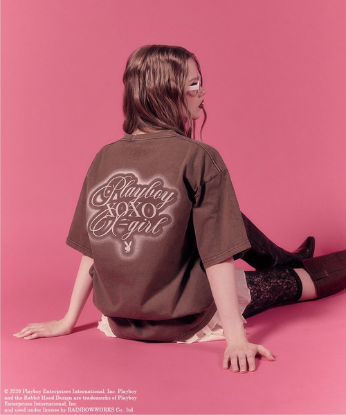 PLAYBOY（プレイボーイ）の「PLAYBOY × X-girl FADED S/S TEE（Tシャツ/カットソー・レディース・ブラック/ブラウン・S/M）」の6枚目の写真