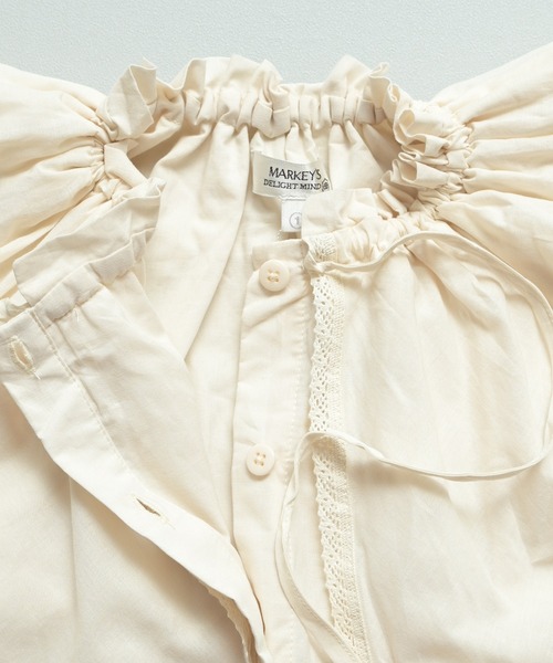 MARKEY'S（マーキーズ）の「ローンビッグカラーノースリーブブラウス/おとな（シャツ/ブラウス・レディース・ブラック/ホワイト・160cm）」の11枚目の写真