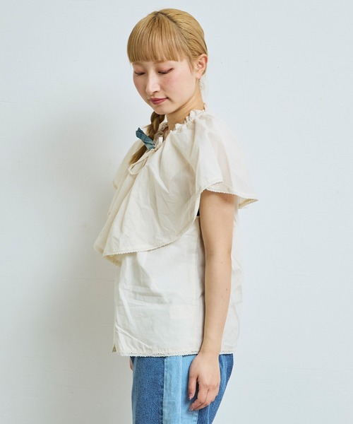 MARKEY'S（マーキーズ）の「ローンビッグカラーノースリーブブラウス/おとな（シャツ/ブラウス・レディース・ブラック/ホワイト・160cm）」の7枚目の写真