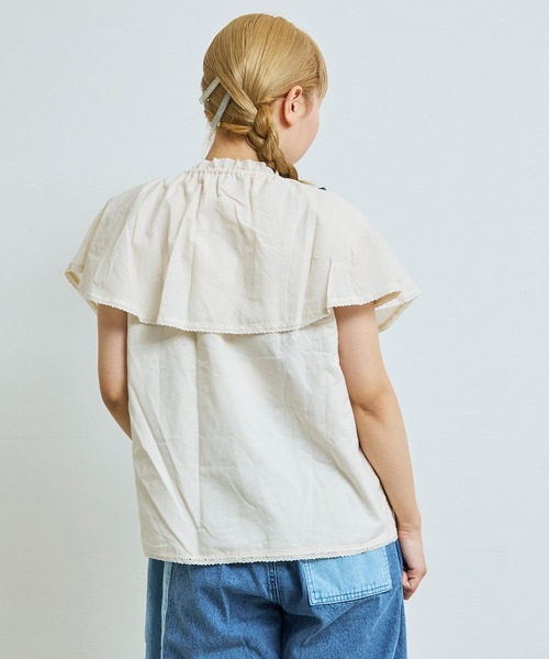 MARKEY'S（マーキーズ）の「ローンビッグカラーノースリーブブラウス/おとな（シャツ/ブラウス・レディース・ブラック/ホワイト・160cm）」の8枚目の写真