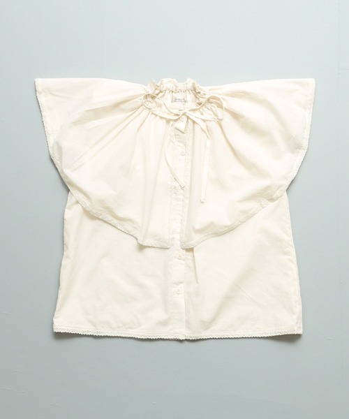 MARKEY'S（マーキーズ）の「ローンビッグカラーノースリーブブラウス/おとな（シャツ/ブラウス・レディース・ブラック/ホワイト・160cm）」の5枚目の写真