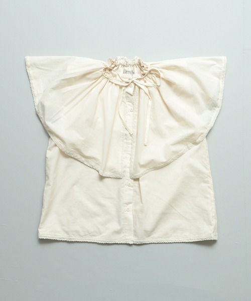 MARKEY'S（マーキーズ）の「ローンビッグカラーノースリーブブラウス/おとな（シャツ/ブラウス・レディース・ブラック/ホワイト・160cm）」の3枚目の写真