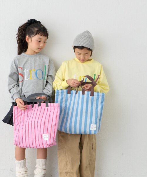 CIAOPANIC TYPY（チャオパニックティピー）の「【KIDS】【新生活・入学準備】洗えるストライプ柄レッスンBAG(ユニセックス)（トートバッグ・キッズ・カーキ/サックスブルー/ピンク・ONE SIZE）」の9枚目の写真