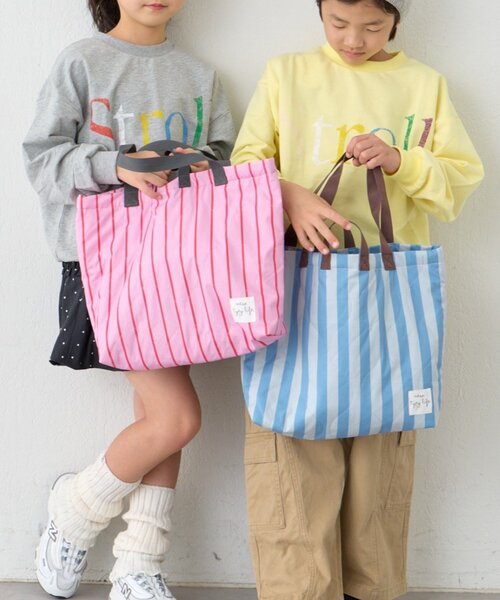CIAOPANIC TYPY（チャオパニックティピー）の「【KIDS】【新生活・入学準備】洗えるストライプ柄レッスンBAG(ユニセックス)（トートバッグ・キッズ・カーキ/サックスブルー/ピンク・ONE SIZE）」の8枚目の写真