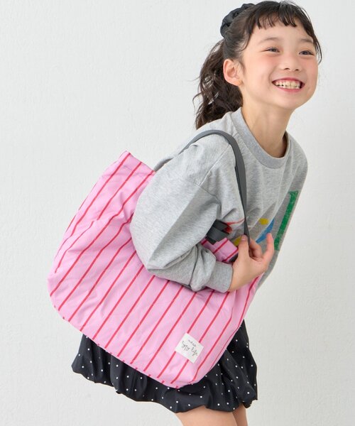CIAOPANIC TYPY（チャオパニックティピー）の「【KIDS】【新生活・入学準備】洗えるストライプ柄レッスンBAG(ユニセックス)（トートバッグ・キッズ・カーキ/サックスブルー/ピンク・ONE SIZE）」の7枚目の写真