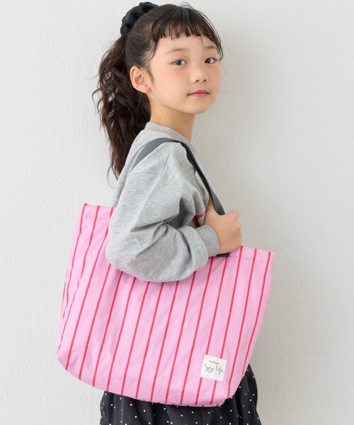 CIAOPANIC TYPY（チャオパニックティピー）の「【KIDS】【新生活・入学準備】洗えるストライプ柄レッスンBAG(ユニセックス)（トートバッグ・キッズ・カーキ/サックスブルー/ピンク・ONE SIZE）」の6枚目の写真