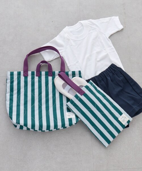 CIAOPANIC TYPY（チャオパニックティピー）の「【KIDS】【新生活・入学準備】洗えるストライプ柄レッスンBAG(ユニセックス)（トートバッグ・キッズ・カーキ/サックスブルー/ピンク・ONE SIZE）」の5枚目の写真