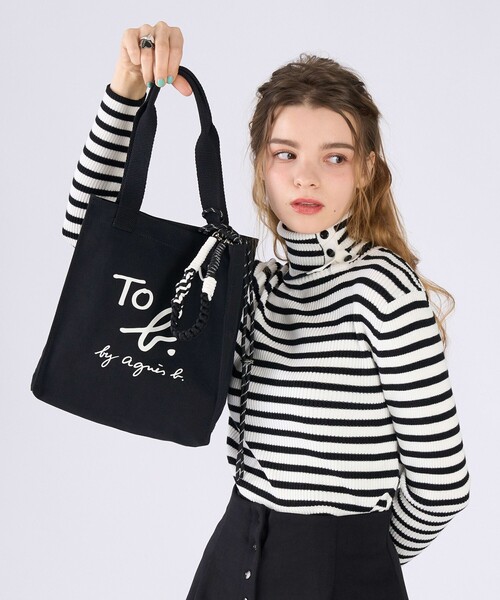 To b. by agnes b.(トゥービーバイアニエスベー)の「コットン ロゴ ミニ トートバッグ(トートバッグ・レディース・ブラック・FREE)」の3枚目の写真