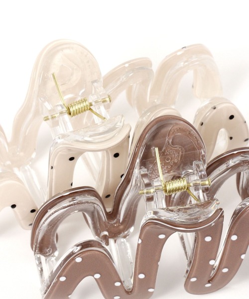 GLOBAL WORK(グローバルワーク)の「ドット柄バンス/635219(バレッタ/ヘアクリップ・レディース・ブラック/ダークブラウン/オフホワイト・FREE)」の8枚目の写真