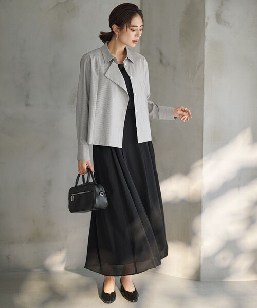 ICB（アイシービー）の「クリーンブロード ライダース風 クロップドシャツ（シャツ/ブラウス・レディース・ブルー系1/ブラック系1・46/44/42）」の16枚目の写真