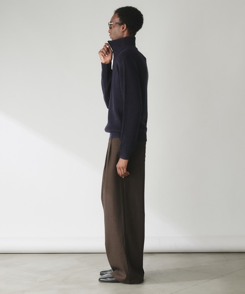 Adoon plain（アドーンプレーン）の「Basic Ribbed Half-Zip Knit / 畦編みベーシックハーフジップニット（ニット/セーター・メンズ・ネイビー/ライトグレー/ブラウン・MEDIUM/LARGE）」の15枚目の写真