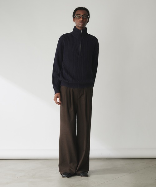 Adoon plain（アドーンプレーン）の「Basic Ribbed Half-Zip Knit / 畦編みベーシックハーフジップニット（ニット/セーター・メンズ・ネイビー/ライトグレー/ブラウン・MEDIUM/LARGE）」の16枚目の写真