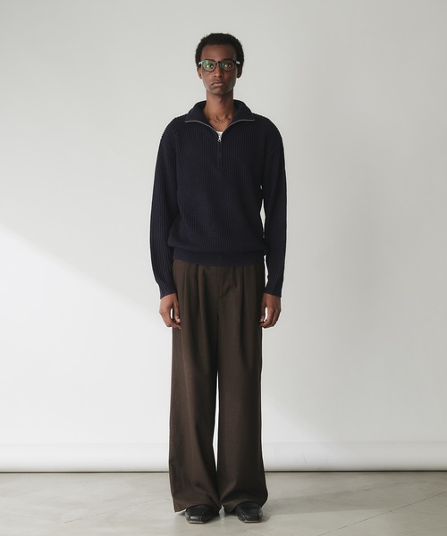 Adoon plain（アドーンプレーン）の「Basic Ribbed Half-Zip Knit / 畦編みベーシックハーフジップニット（ニット/セーター・メンズ・ネイビー/ライトグレー/ブラウン・MEDIUM/LARGE）」の17枚目の写真