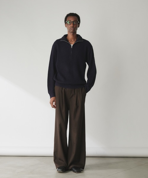 Adoon plain（アドーンプレーン）の「Basic Ribbed Half-Zip Knit / 畦編みベーシックハーフジップニット（ニット/セーター・メンズ・ネイビー/ライトグレー/ブラウン・MEDIUM/LARGE）」の19枚目の写真