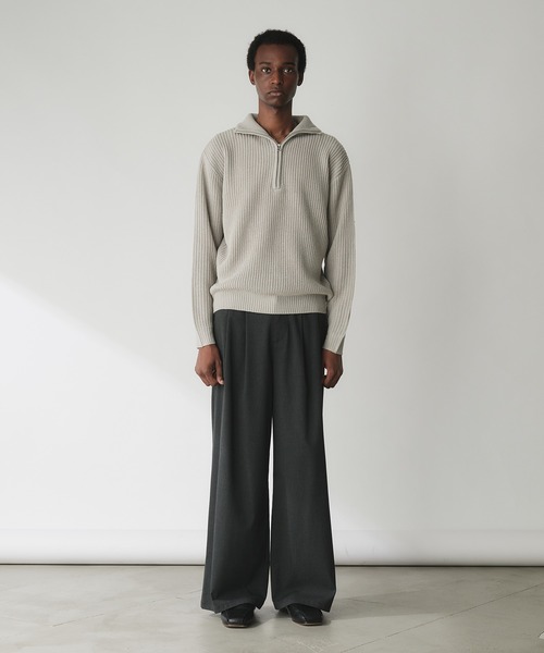 Adoon plain（アドーンプレーン）の「Basic Ribbed Half-Zip Knit / 畦編みベーシックハーフジップニット（ニット/セーター・メンズ・ネイビー/ライトグレー/ブラウン・MEDIUM/LARGE）」の20枚目の写真