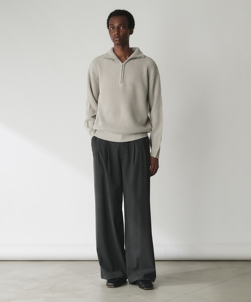 Adoon plain（アドーンプレーン）の「Basic Ribbed Half-Zip Knit / 畦編みベーシックハーフジップニット（ニット/セーター・メンズ・ネイビー/ライトグレー/ブラウン・MEDIUM/LARGE）」の21枚目の写真