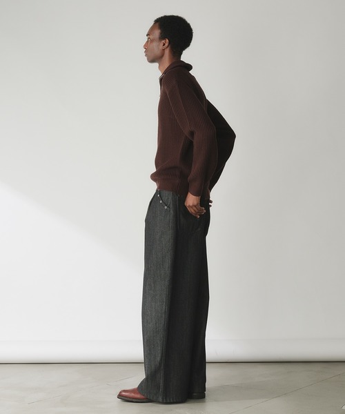 Adoon plain（アドーンプレーン）の「Basic Ribbed Half-Zip Knit / 畦編みベーシックハーフジップニット（ニット/セーター・メンズ・ネイビー/ライトグレー/ブラウン・MEDIUM/LARGE）」の7枚目の写真