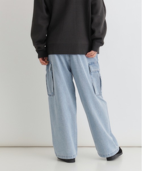 BACK NUMBER（バックナンバー）の「【BACK NUMBER】デニムカーゴパンツ (ミリタリースタイル / リラックスシルエット / アクティブデザイン)（デニムパンツ・メンズ・ライトインディゴブルー/ダークインディゴブルー/ブラック・S/M/L/XL）」の6枚目の写真