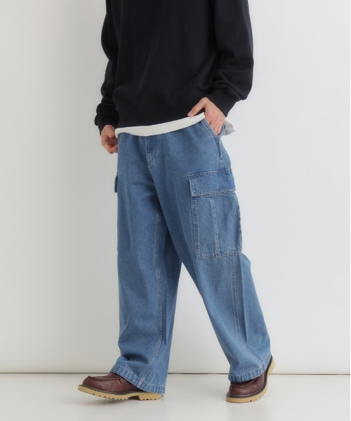 BACK NUMBER（バックナンバー）の「【BACK NUMBER】デニムカーゴパンツ (ミリタリースタイル / リラックスシルエット / アクティブデザイン)（デニムパンツ・メンズ・ライトインディゴブルー/ダークインディゴブルー/ブラック・S/M/L/XL）」の8枚目の写真