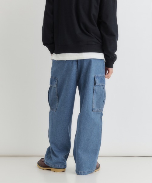 BACK NUMBER（バックナンバー）の「【BACK NUMBER】デニムカーゴパンツ (ミリタリースタイル / リラックスシルエット / アクティブデザイン)（デニムパンツ・メンズ・ライトインディゴブルー/ダークインディゴブルー/ブラック・S/M/L/XL）」の10枚目の写真