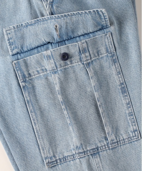 BACK NUMBER（バックナンバー）の「【BACK NUMBER】デニムカーゴパンツ (ミリタリースタイル / リラックスシルエット / アクティブデザイン)（デニムパンツ・メンズ・ライトインディゴブルー/ダークインディゴブルー/ブラック・S/M/L/XL）」の20枚目の写真