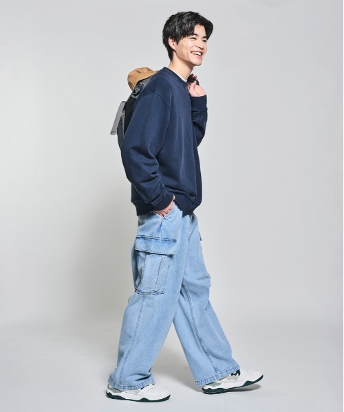 BACK NUMBER（バックナンバー）の「【BACK NUMBER】デニムカーゴパンツ (ミリタリースタイル / リラックスシルエット / アクティブデザイン)（デニムパンツ・メンズ・ライトインディゴブルー/ダークインディゴブルー/ブラック・S/M/L/XL）」の13枚目の写真