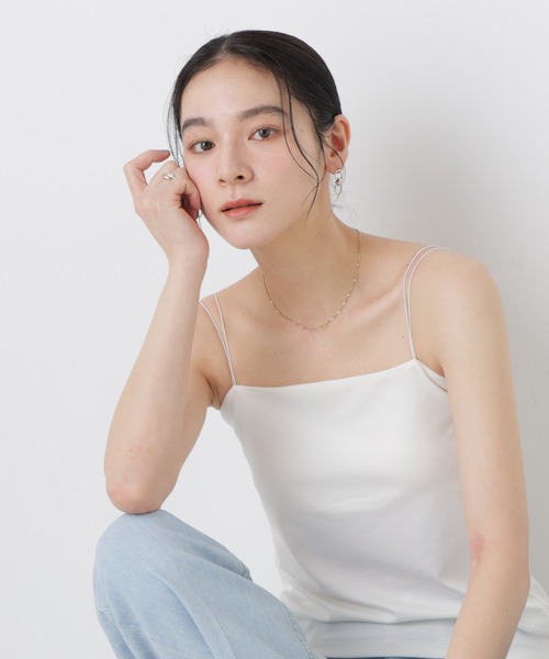 NANO universe（ナノユニバース）の「ストレッチポンチカップ付きベアトップキャミソール（キャミソール・レディース・ブラック/ホワイト・S/M）」の5枚目の写真