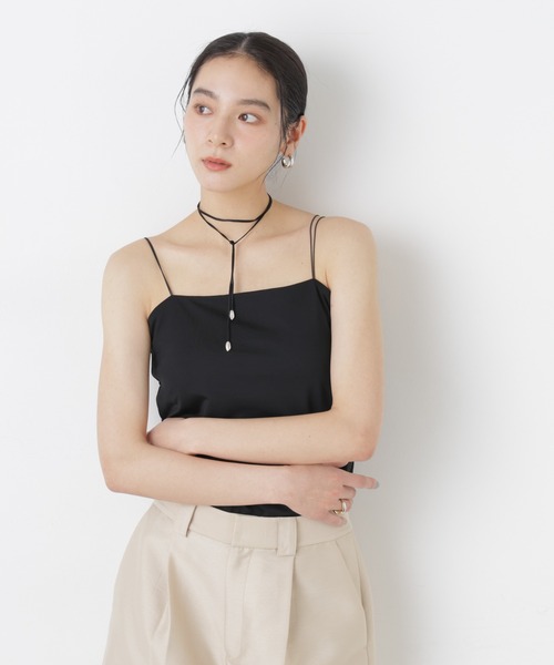 NANO universe（ナノユニバース）の「ストレッチポンチカップ付きベアトップキャミソール（キャミソール・レディース・ブラック/ホワイト・S/M）」の8枚目の写真