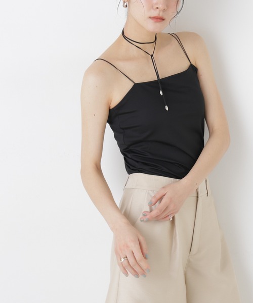 NANO universe（ナノユニバース）の「ストレッチポンチカップ付きベアトップキャミソール（キャミソール・レディース・ブラック/ホワイト・S/M）」の9枚目の写真