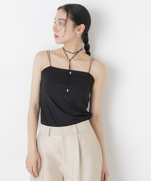 NANO universe（ナノユニバース）の「ストレッチポンチカップ付きベアトップキャミソール（キャミソール・レディース・ブラック/ホワイト・S/M）」の10枚目の写真