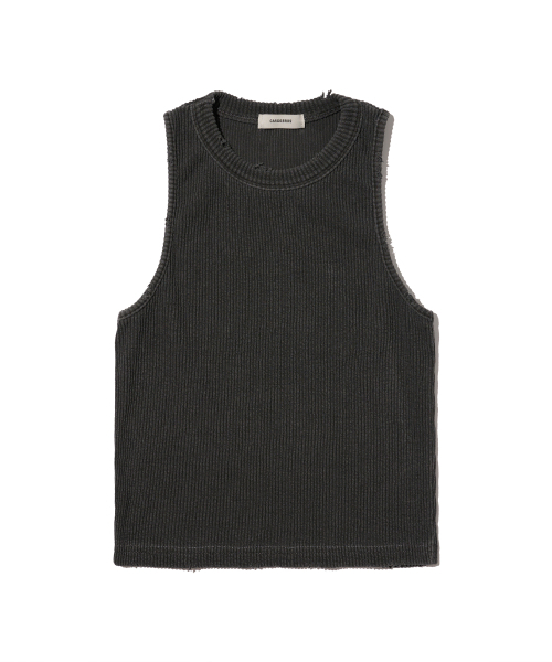 CARGOBROS FOR WOMAN(カーゴブロスフォーウィメン)の「ヴィンテージピグメントスリーブレストップ(チャコール)(Tシャツ/カットソー・レディース・その他・FREE)」の1枚目の写真