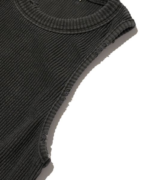 CARGOBROS FOR WOMAN(カーゴブロスフォーウィメン)の「ヴィンテージピグメントスリーブレストップ(チャコール)(Tシャツ/カットソー・レディース・その他・FREE)」の4枚目の写真