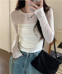 メッシュギャザートップス