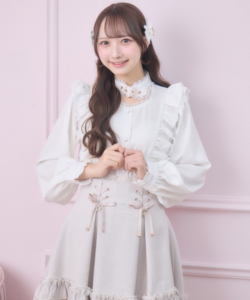 ROJITA（ロジータ）の「【revival】ハートバックルラッフルフリルブラウス（シャツ/ブラウス・レディース・ブラック/ピンク/ホワイト・FREE）」の2枚目の写真