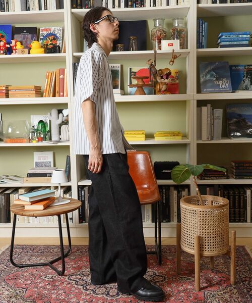 FFEIN(フェイン)の「【FFEIN(フェイン)】開襟ストライプ半袖シャツ / シャツ オープンカラー 半袖 ワンポイント 刺繍 ストライプ(シャツ/ブラウス・メンズ・スカイブルー/ライトグレー/ホワイト・SMALL/MEDIUM/LARGE)」の10枚目の写真