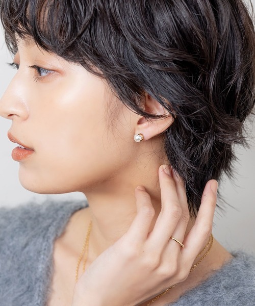 Cream dot.(クリームドット)の「【サージカルステンレス】ネジロック式キャッチのステンレス製パールピアス(ピアス(両耳用)・レディース・シルバー/ゴールド/ピンクゴールド・#3/#4/#5/#6/#7)」の8枚目の写真