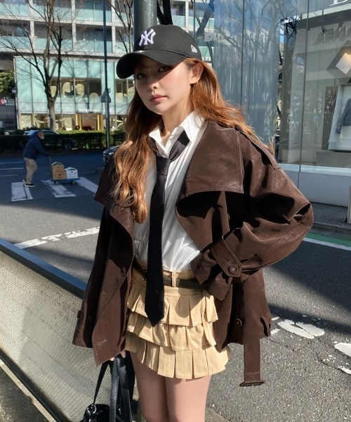 RAY CASSIN（レイカズン）の「スタンドショートトレンチコート（トレンチコート・レディース・ベージュ/ブラウン系その他2/ライトベージュ・FREE）」の14枚目の写真