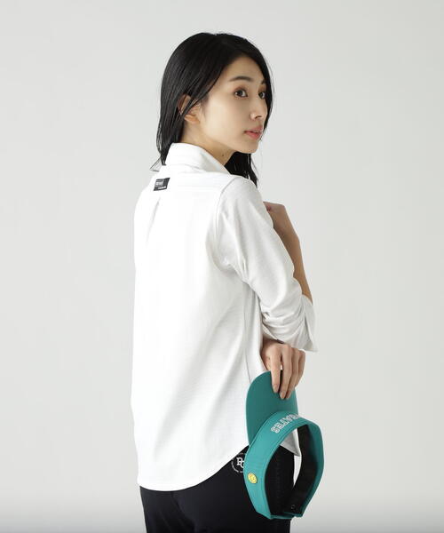 PEARLY GATES(パーリーゲイツ)の「【PEARLY GATES】SPXダイヤ柄鹿の子長袖プルオーバーカットソー(ポロシャツ・レディース・ホワイト/ネイビー・SMALL/MEDIUM)」の12枚目の写真