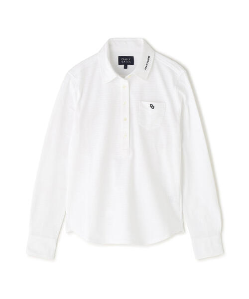 PEARLY GATES(パーリーゲイツ)の「【PEARLY GATES】SPXダイヤ柄鹿の子長袖プルオーバーカットソー(ポロシャツ・レディース・ホワイト/ネイビー・SMALL/MEDIUM)」の13枚目の写真