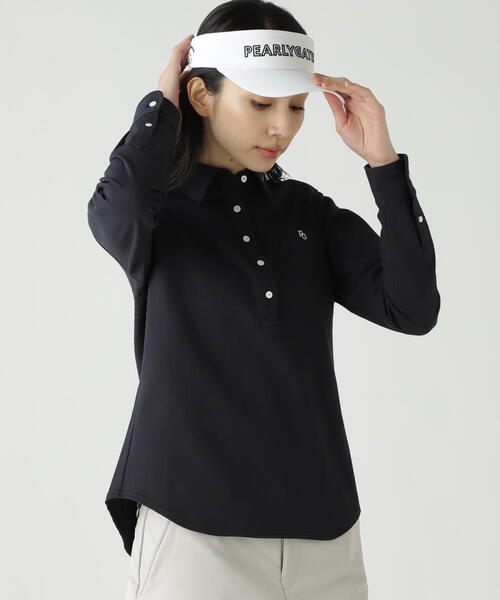 PEARLY GATES(パーリーゲイツ)の「【PEARLY GATES】SPXダイヤ柄鹿の子長袖プルオーバーカットソー(ポロシャツ・レディース・ホワイト/ネイビー・SMALL/MEDIUM)」の15枚目の写真