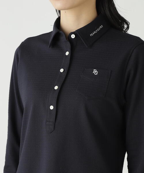 PEARLY GATES(パーリーゲイツ)の「【PEARLY GATES】SPXダイヤ柄鹿の子長袖プルオーバーカットソー(ポロシャツ・レディース・ホワイト/ネイビー・SMALL/MEDIUM)」の20枚目の写真