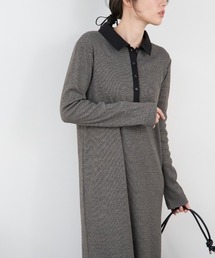 TRIANGLE PALETTE | ポロ襟配色 リブロングワンピース(シャツワンピース)