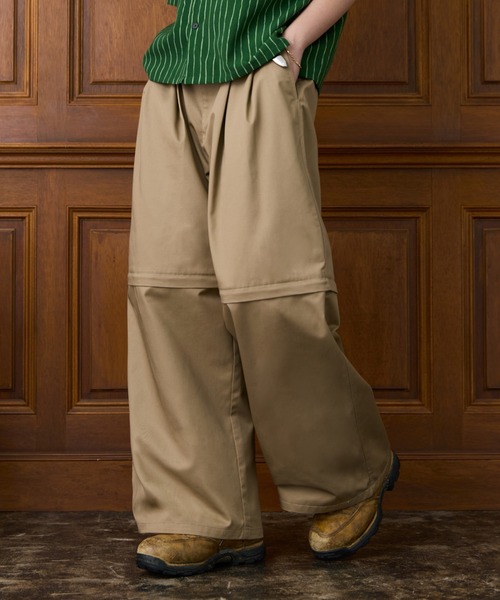 soerte(ソエルテ)の「4way Wide Straight Chino Pants / ダブルウエストワイドストレートチノパンツ【4way仕様】(チノパンツ・メンズ・チャコールグレー/ベージュ・3/2/1)」の2枚目の写真
