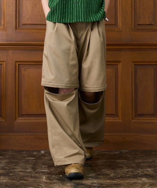 soerte(ソエルテ)の「4way Wide Straight Chino Pants / ダブルウエストワイドストレートチノパンツ【4way仕様】(チノパンツ・メンズ・チャコールグレー/ベージュ・3/2/1)」の6枚目の写真